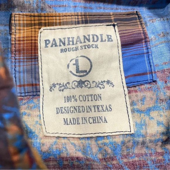 Vintage Panhandle Rough Stock Mens pearl snap 100% cotton Large Western Shirt - Picture 3 of 4
